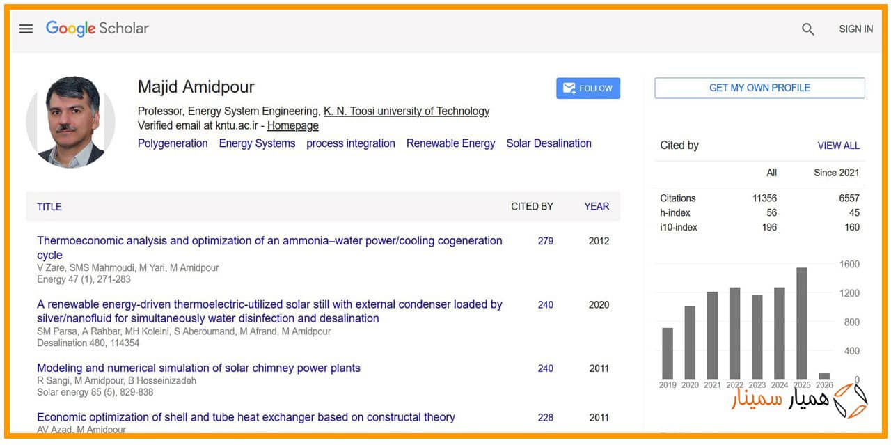 صفحه نویسنده مقاله در سایت google scholar